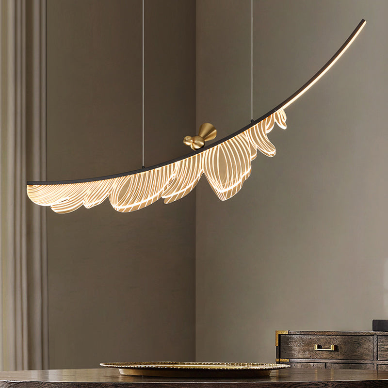 Modern Leaf Island Light 1-Light Restaurant Pendant Lighting Fixtures with Acrylic Shade