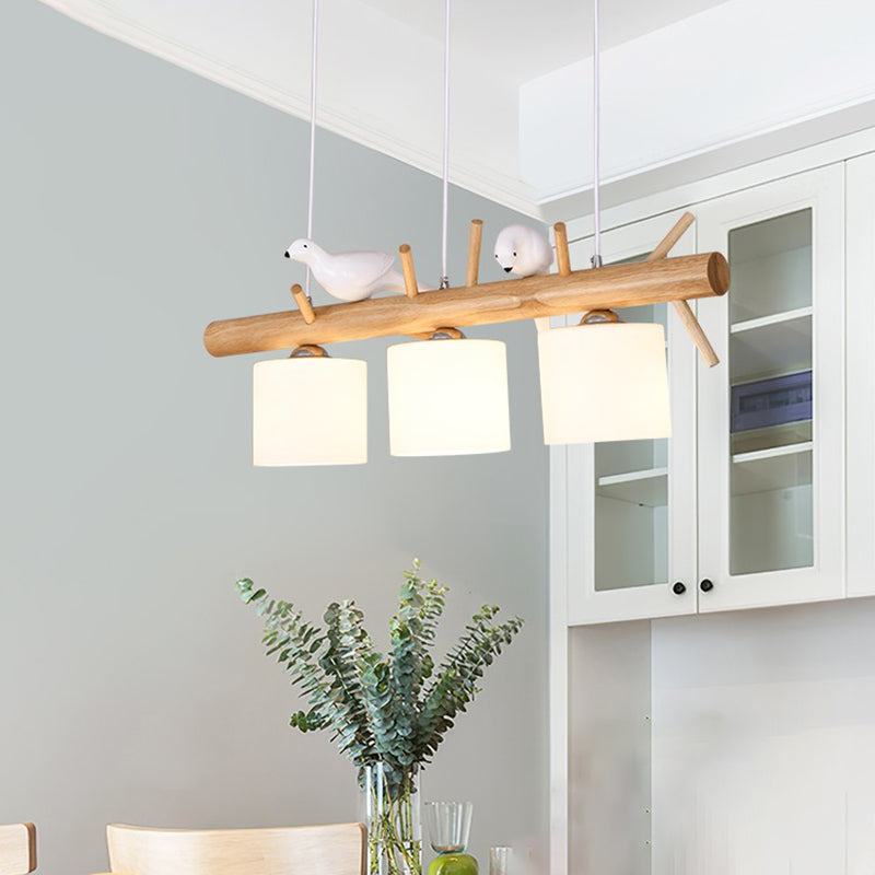 Modern Island Pendant Lamps Multi-Head Restaurant Hanging Light Fixtures with Glass Shade