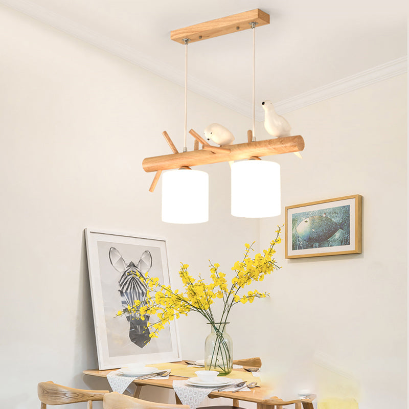 Modern Island Pendant Lamps Multi-Head Restaurant Hanging Light Fixtures with Glass Shade