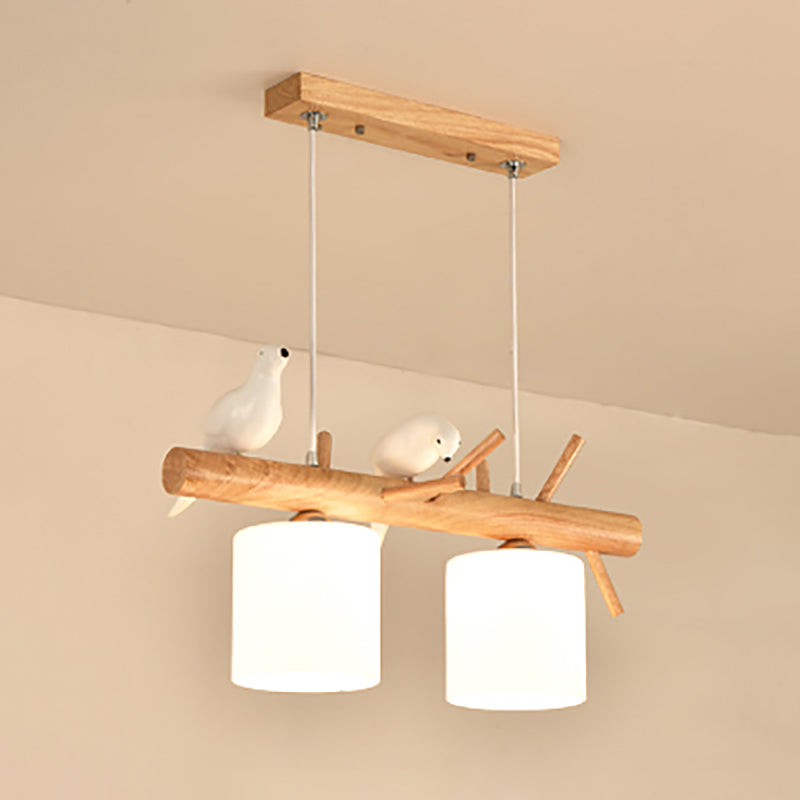 Modern Island Pendant Lamps Multi-Head Restaurant Hanging Light Fixtures with Glass Shade