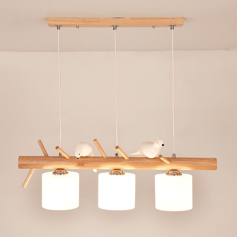 Modern Island Pendant Lamps Multi-Head Restaurant Hanging Light Fixtures with Glass Shade