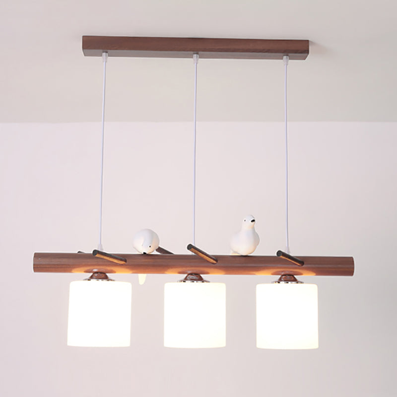 Modern Island Pendant Lamps Multi-Head Restaurant Hanging Light Fixtures with Glass Shade