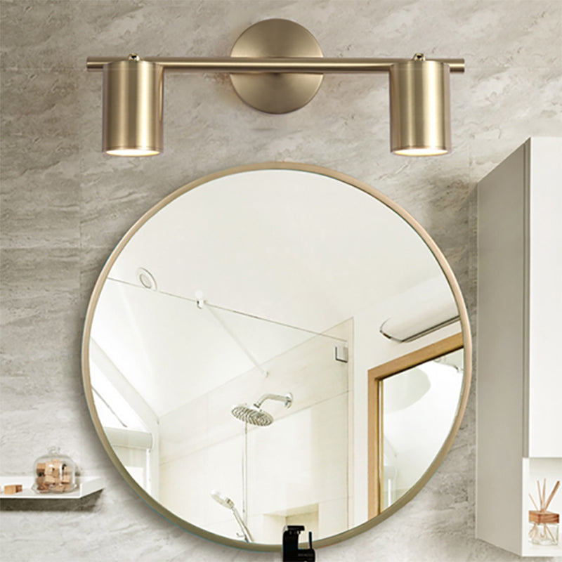 Gold Cylinder Mirror Light Modern Style Metal Wall Mount Lighting Fixture