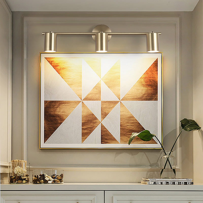 Gold Cylinder Mirror Light Modern Style Metal Wall Mount Lighting Fixture