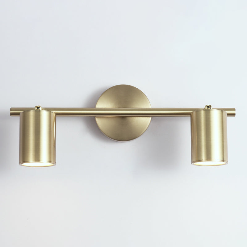 Gold Cylinder Mirror Light Modern Style Metal Wall Mount Lighting Fixture