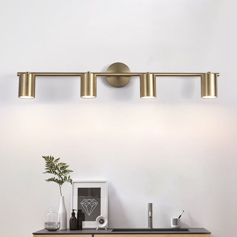 Gold Cylinder Mirror Light Modern Style Metal Wall Mount Lighting Fixture