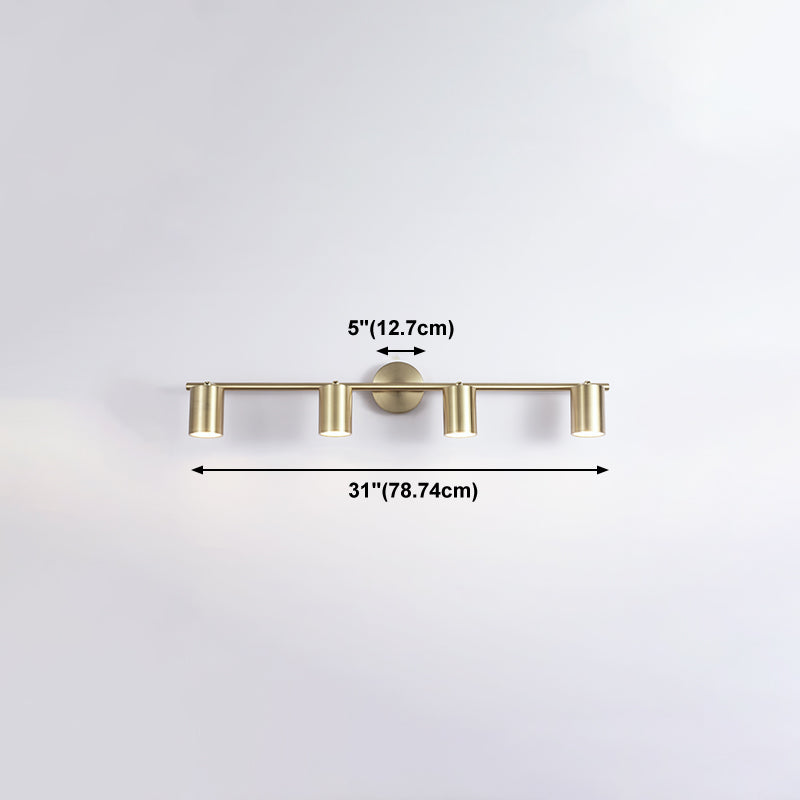 Gold Cylinder Mirror Light Modern Style Metal Wall Mount Lighting Fixture
