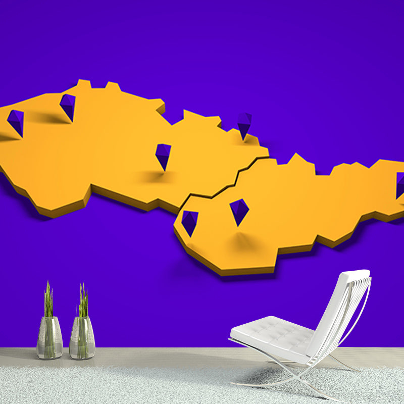 Contemporary Style Map Wall Mural Mildew Resistant Wall Covering