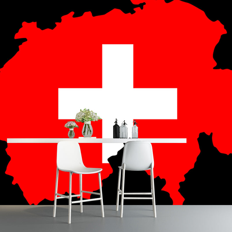 Contemporary Style Map Wall Mural Mildew Resistant Wall Covering