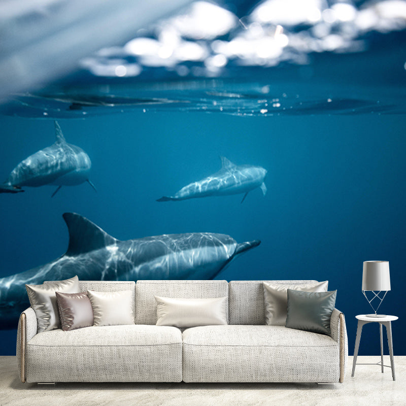 Tropical Beach Style Seabed Mural Mildew Resistant for Sitting Room