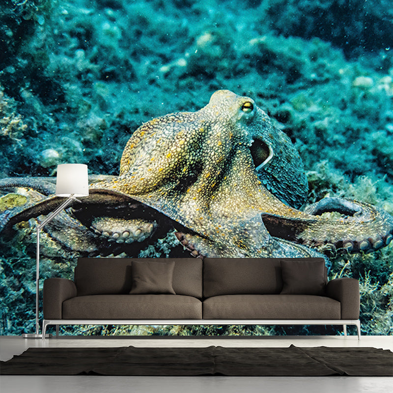 Jellyfish Pattern Tropical Beach Style Seabed Mural Mildew Resistant for Living Room