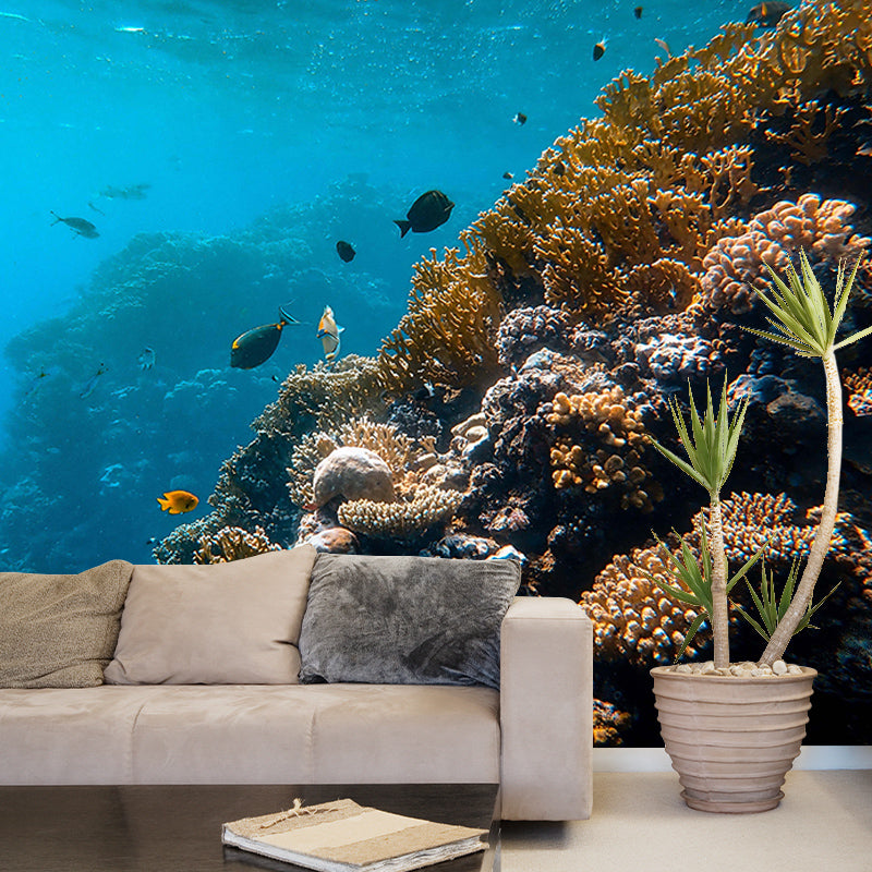 Jellyfish Print Tropical Beach Style Seabed Mural Mildew Resistant for Bathroom