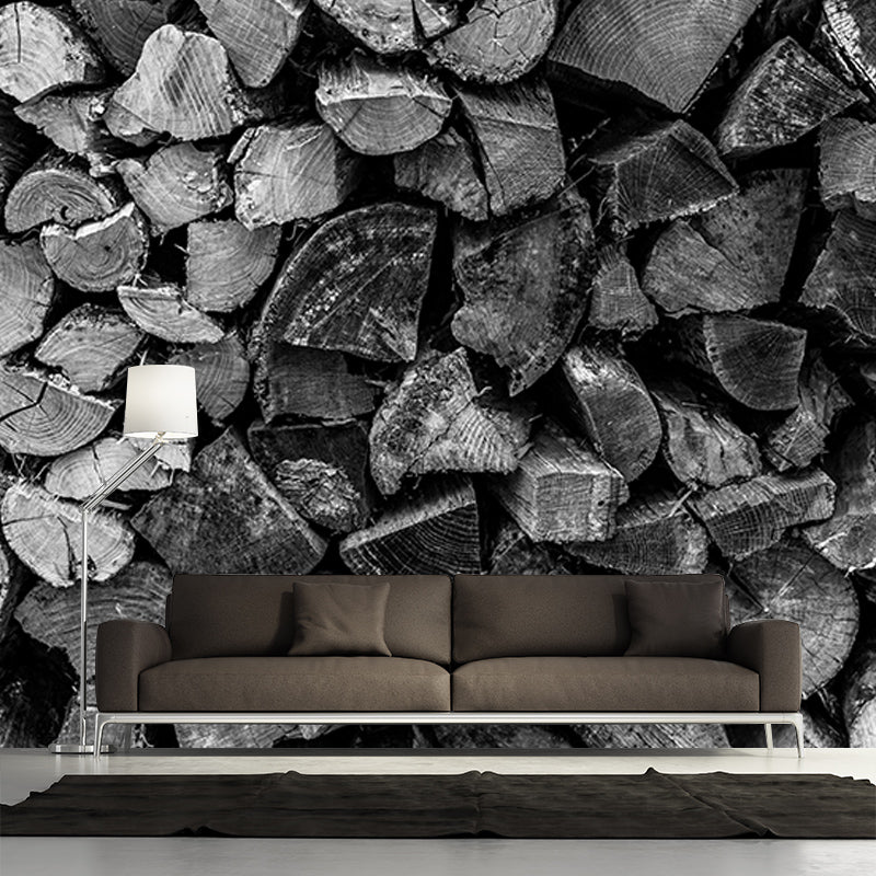 Industrial Style Wood Texture Mural Mildew Resistant for Bedroom