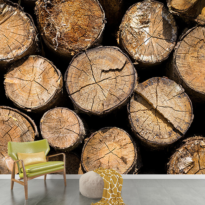 Industrial Style Wood Texture Mural Mildew Resistant for Home