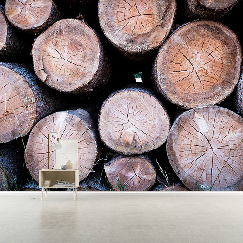 Wood Texture Industrial Style 3D Print Mural Mildew Resistant for Room