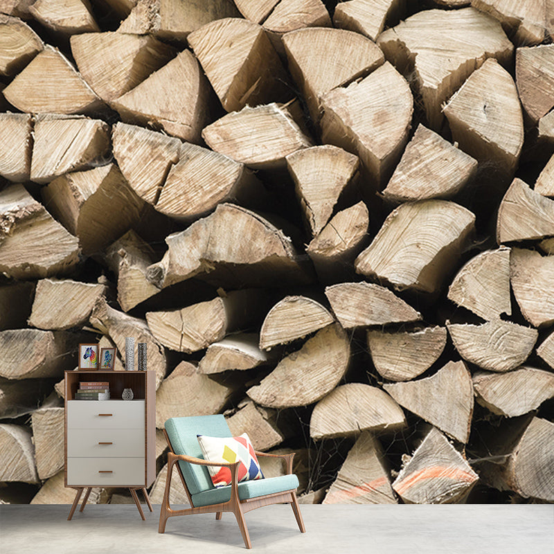 Wood Texture Industrial Style 3D Print Mural Mildew Resistant for Room