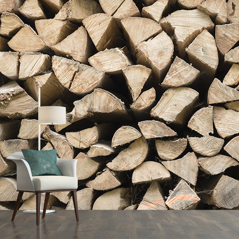 Wood Texture Industrial Style 3D Print Mural Mildew Resistant for Room