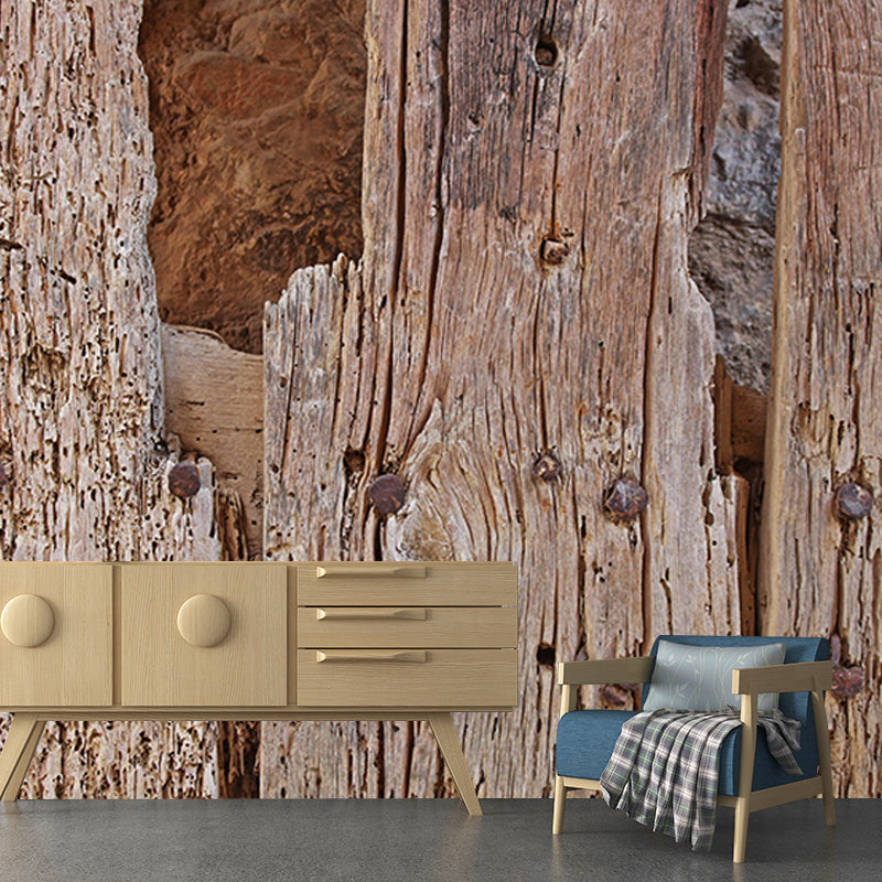 Wood 3D Industrial Style Wood Texture Mural Mildew Resistant Wall Decor