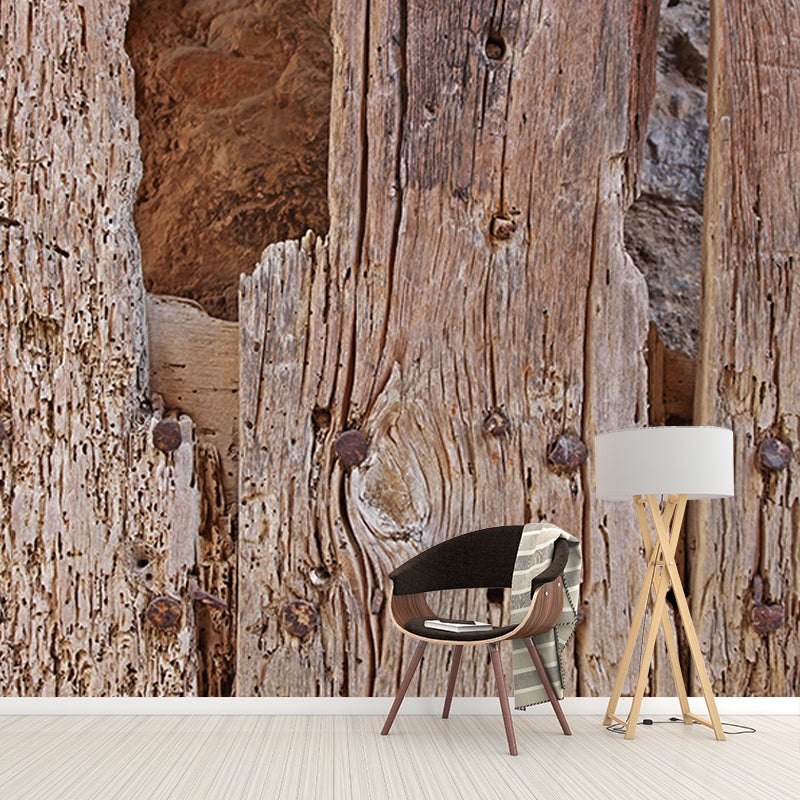 Wood 3D Industrial Style Wood Texture Mural Mildew Resistant Wall Decor
