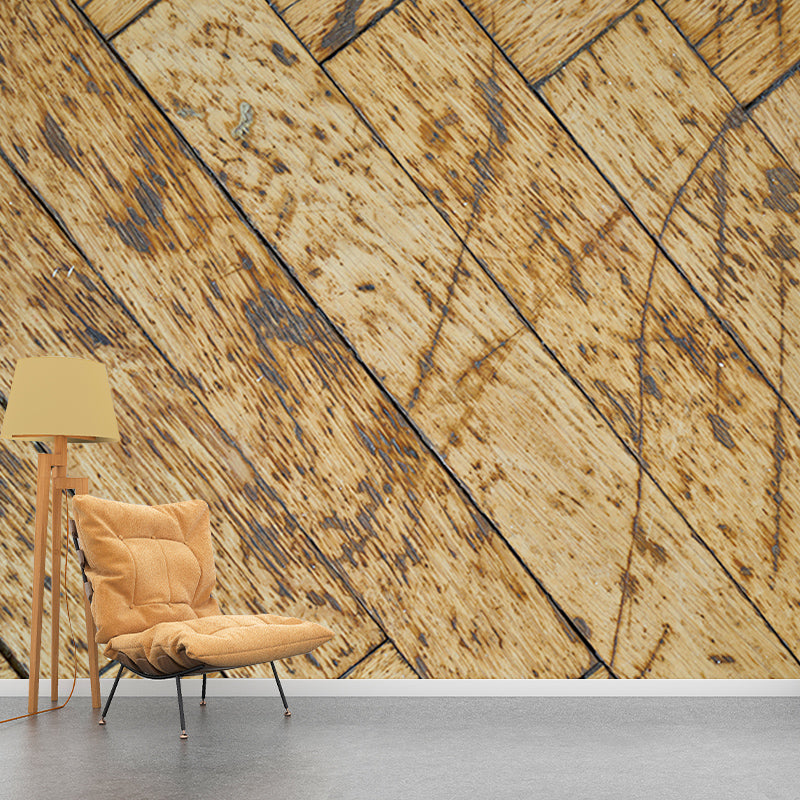 Wood Texture Mural Industrial Style Wallpaper Mildew Resistant Wall Covering