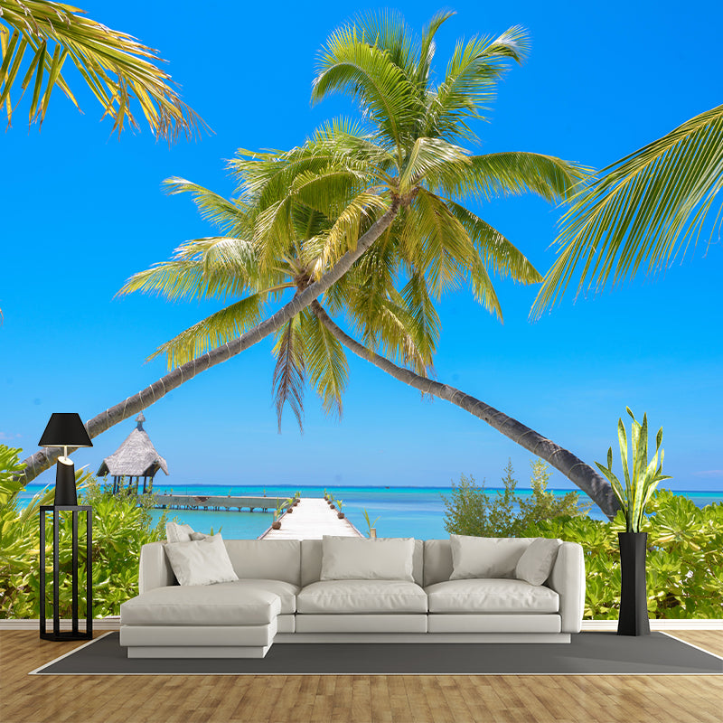 Tropical Palm Tree Mildew Resistant Mural Wallpaper Decorative Photography Home Decor