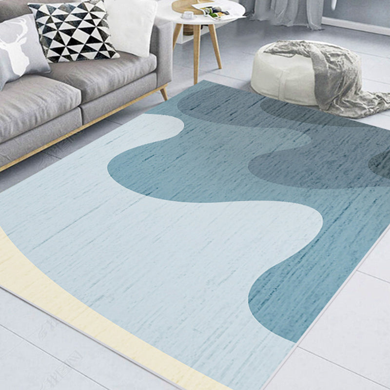 Dark Navy Modern Rug PVC Pattern Rug Stain Resistant Rug for Living Room