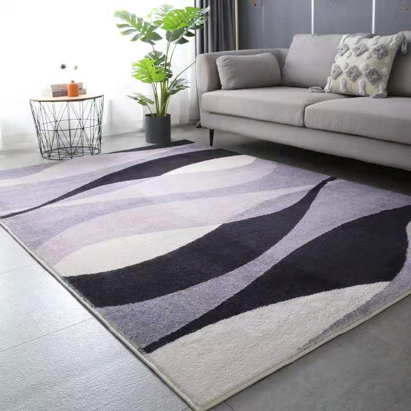 Black Modern Rug Polyester Stripe Area Rug Stain Resistant Rug for Home Decor