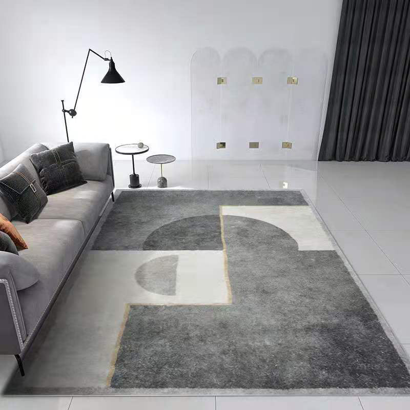 Black Modern Rug Polyester Stripe Area Rug Stain Resistant Rug for Home Decor