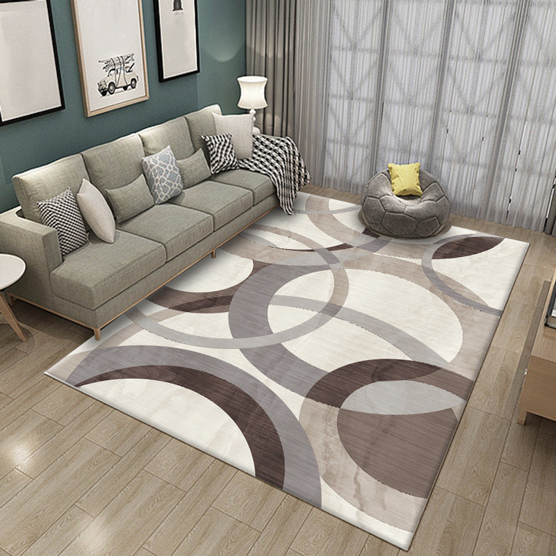 Beige Modern Rug Polyester Geometric Indoor Rug Washable Rug for Living Room