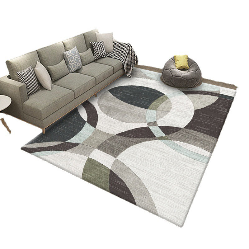 Beige Modern Rug Polyester Geometric Indoor Rug Washable Rug for Living Room