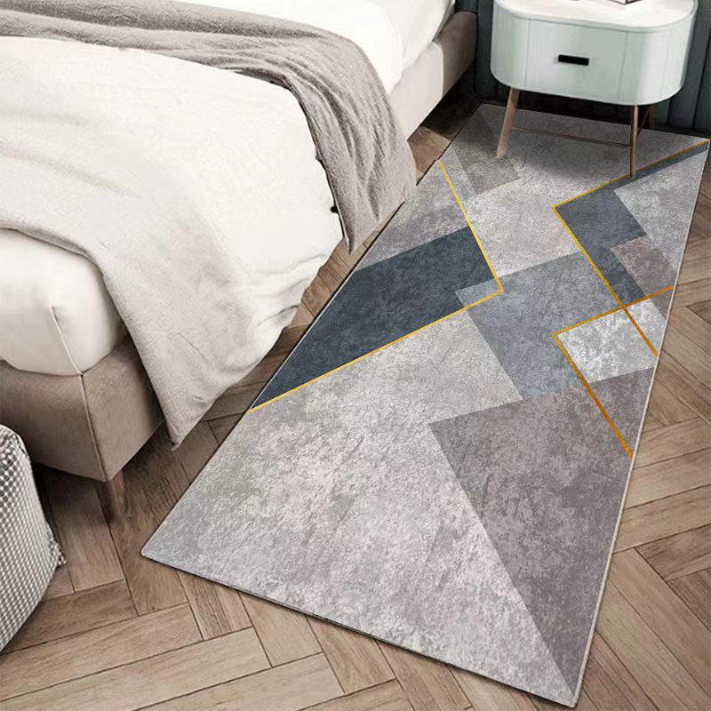 Gray Modern Carpet Polyester Graphic Indoor Carpet Non-Slip Backing Carpet for Home Decor