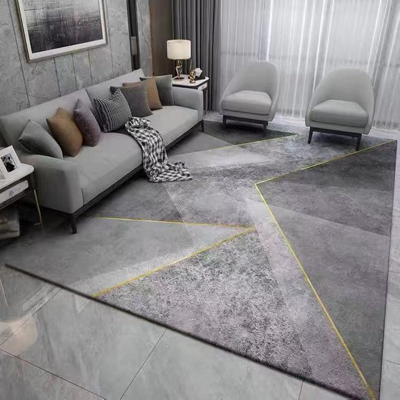 Gray Modern Carpet Polyester Graphic Indoor Carpet Non-Slip Backing Carpet for Home Decor