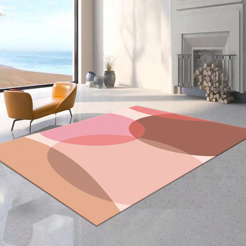 Tapis bloc de couleur rose, tapis d'intérieur en polyester, lavable, pour la décoration de la maison