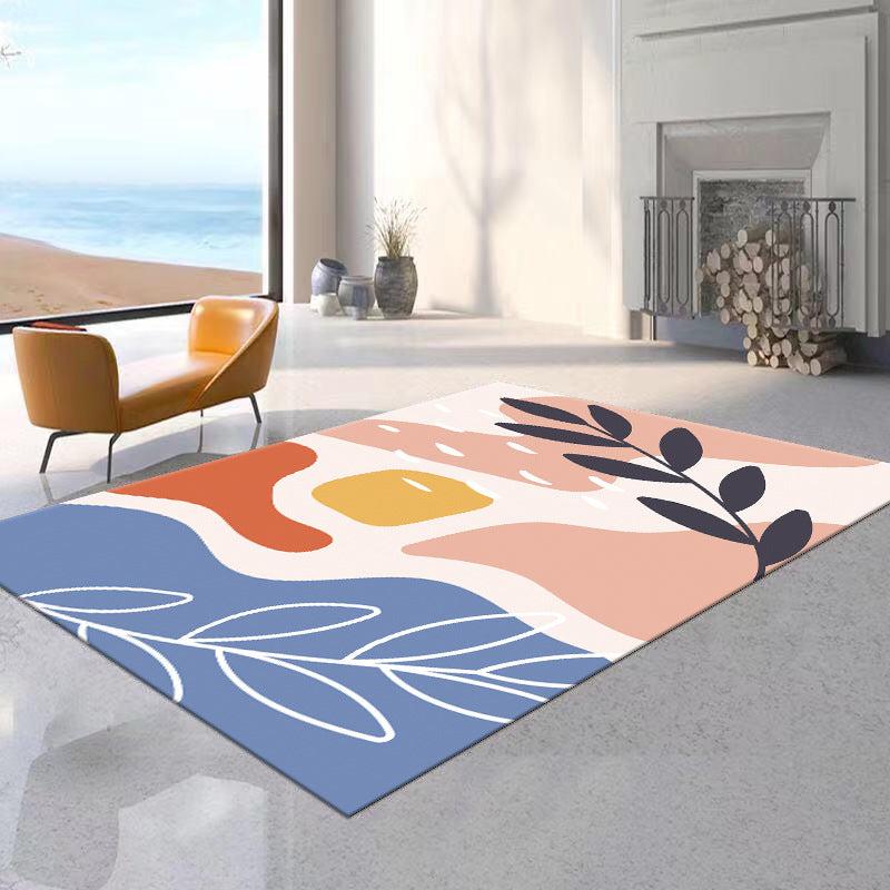 Tapis bloc de couleur rose, tapis d'intérieur en polyester, lavable, pour la décoration de la maison