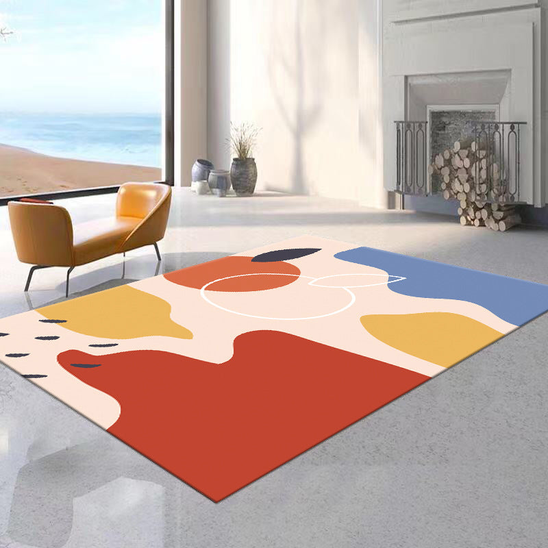 Tapis bloc de couleur rose, tapis d'intérieur en polyester, lavable, pour la décoration de la maison