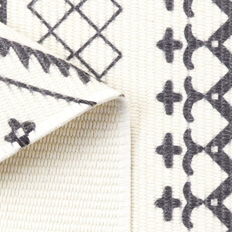 Hand-woven Fringed Rug Boho Pattern Rug Stain Resistant Carpet for Living Room