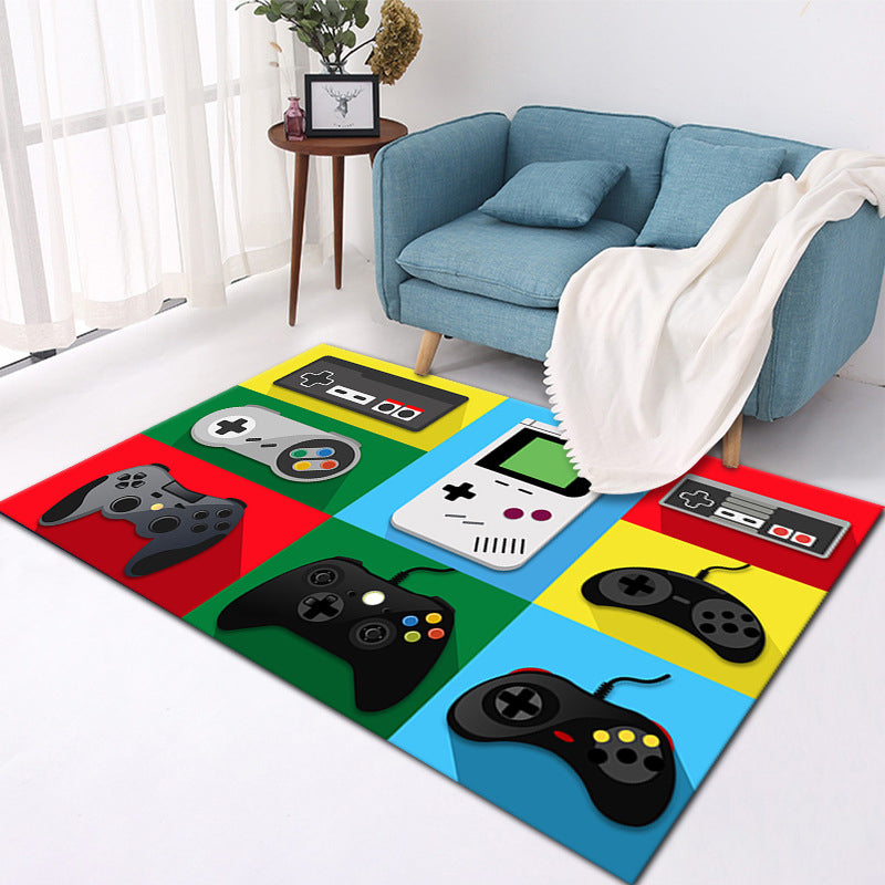 Modern Game Controller Pattern Carpet Polyester Indoor Rug Washable Area Rug