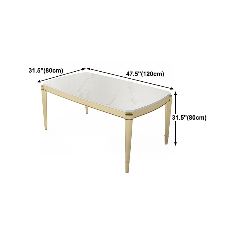 Traditional Luxury Dining Table Rectangle Sintered Stone 4 Legs Table with Wooden Base