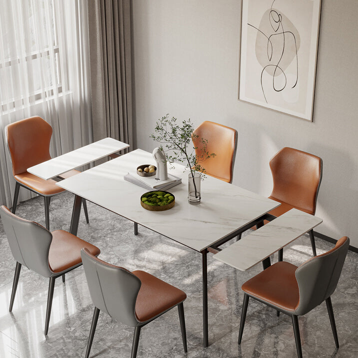 Contemporary Style Extendable Table Stone Rectangle Dining Table for Dining Room