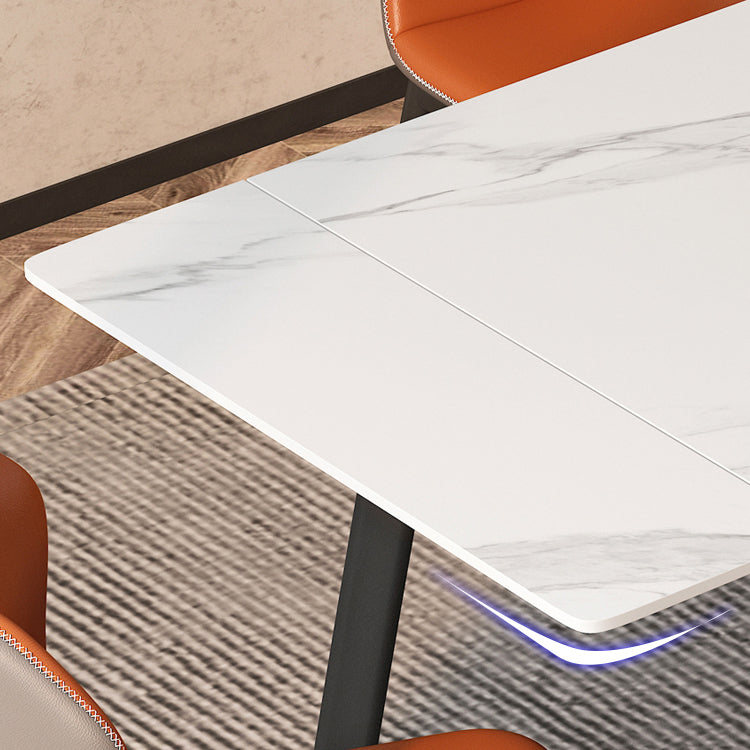 Contemporary Style Extendable Table Stone Rectangle Dining Table for Dining Room