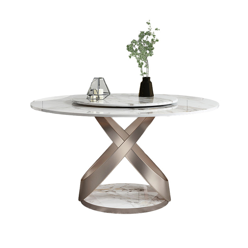 Colección de comedor de piedra con muebles redondos de lujo con plato giratorio