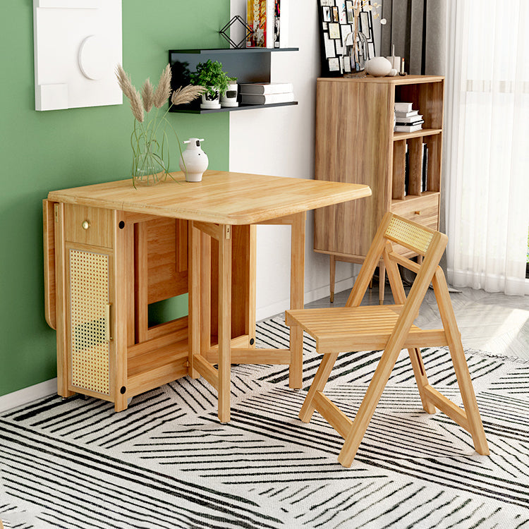 Mid-Century Dining Table Rectangle Solid Wood Drop-Leaf Dining Table for Home Use