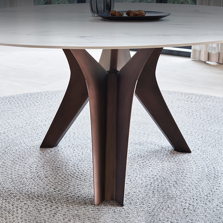 Stone Dining Table Simple Style Round Dining Site Table with Turntable