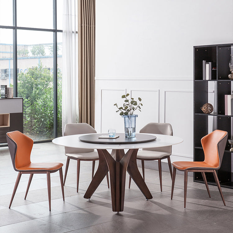 Stone Dining Table Simple Style Round Dining Site Table with Turntable