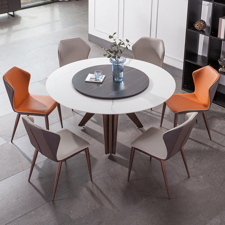 Stone Dining Table Simple Style Round Dining Site Table with Turntable