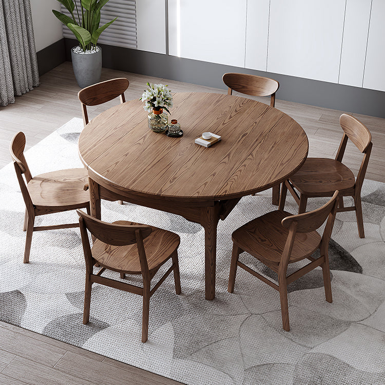 Moderner Stil Brauner Esstisch runden massiv Holz Esstisch mit 4 Beinen für Zuhause