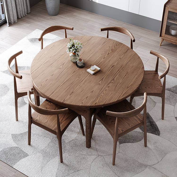 Moderner Stil Brauner Esstisch runden massiv Holz Esstisch mit 4 Beinen für Zuhause