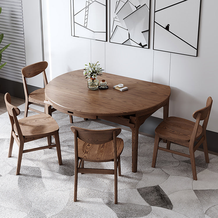 Moderner Stil Brauner Esstisch runden massiv Holz Esstisch mit 4 Beinen für Zuhause