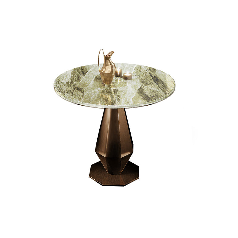 Mesa de comedor con base de pedestal de piedra, muebles redondos de lujo tradicionales