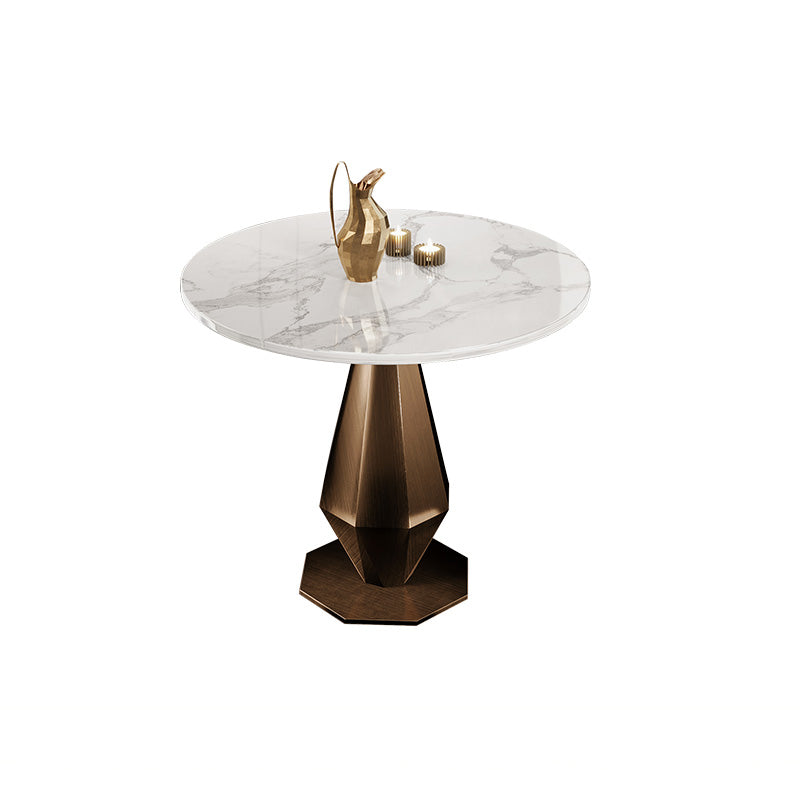 Mesa de comedor con base de pedestal de piedra, muebles redondos de lujo tradicionales